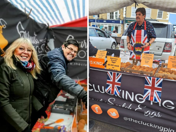 David from The Clucking Pig on his food stall